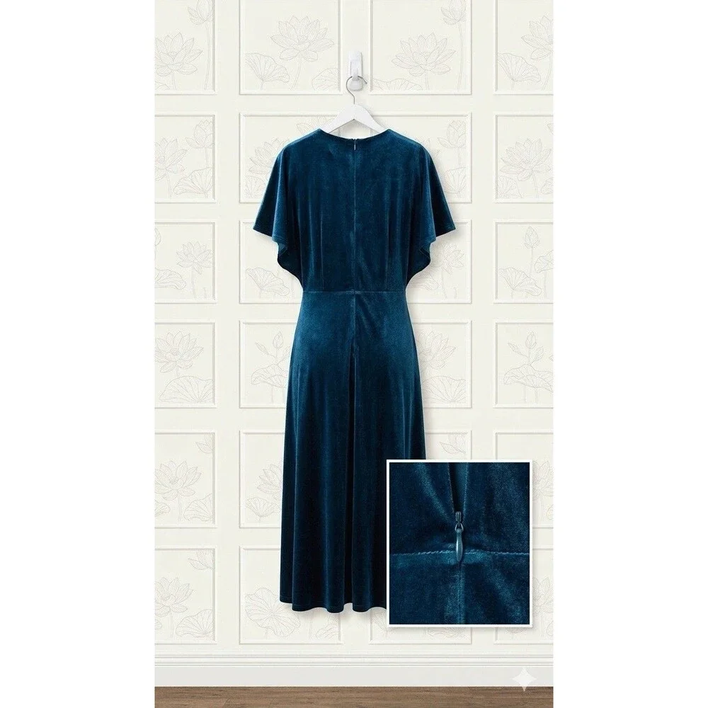 Taylor Womens Dress Blue Velvet Evening Flare Size 14 - Picture 15 of 15